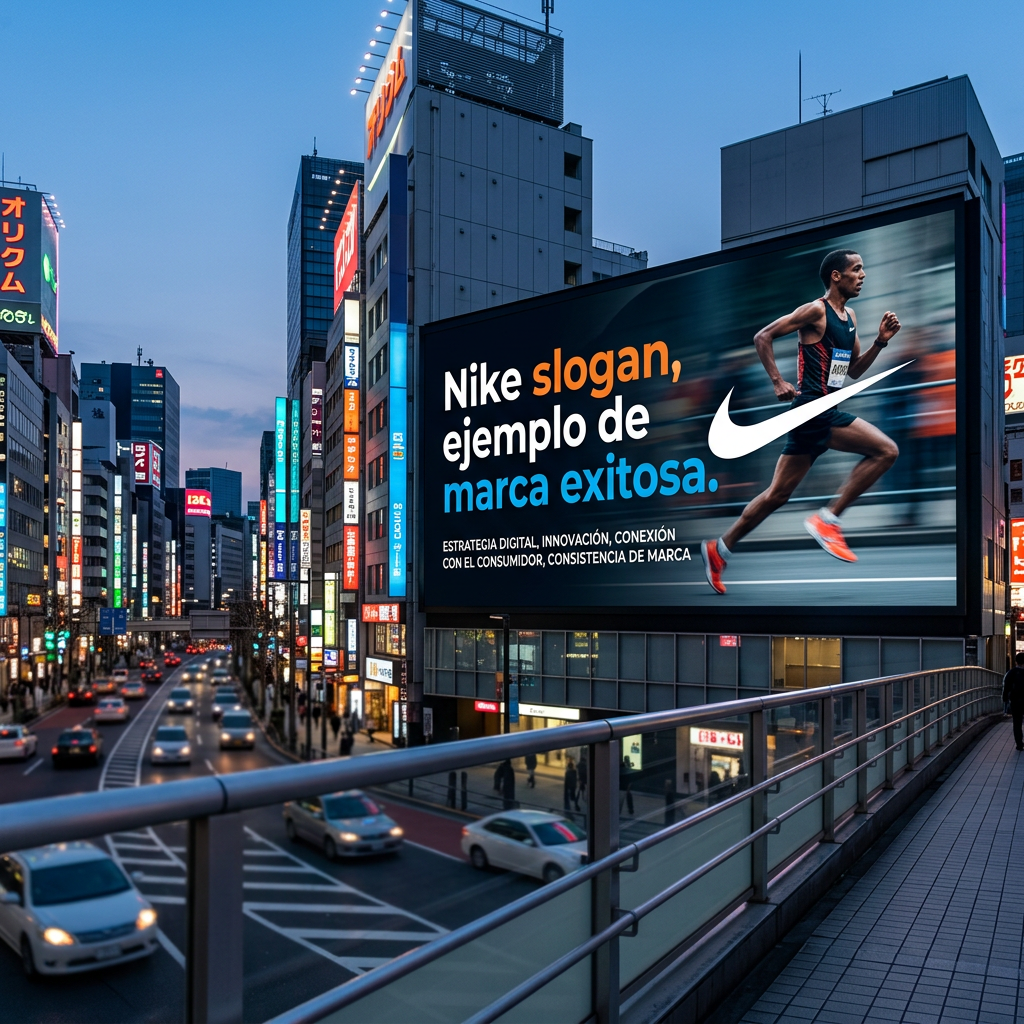 Add text: Nike slogan, ejemplo de marca exitosa